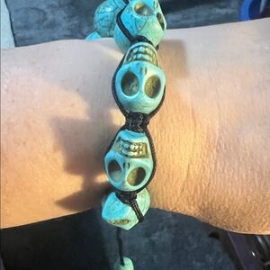 Turquoise Skull Bead Bracelet - Unbranded